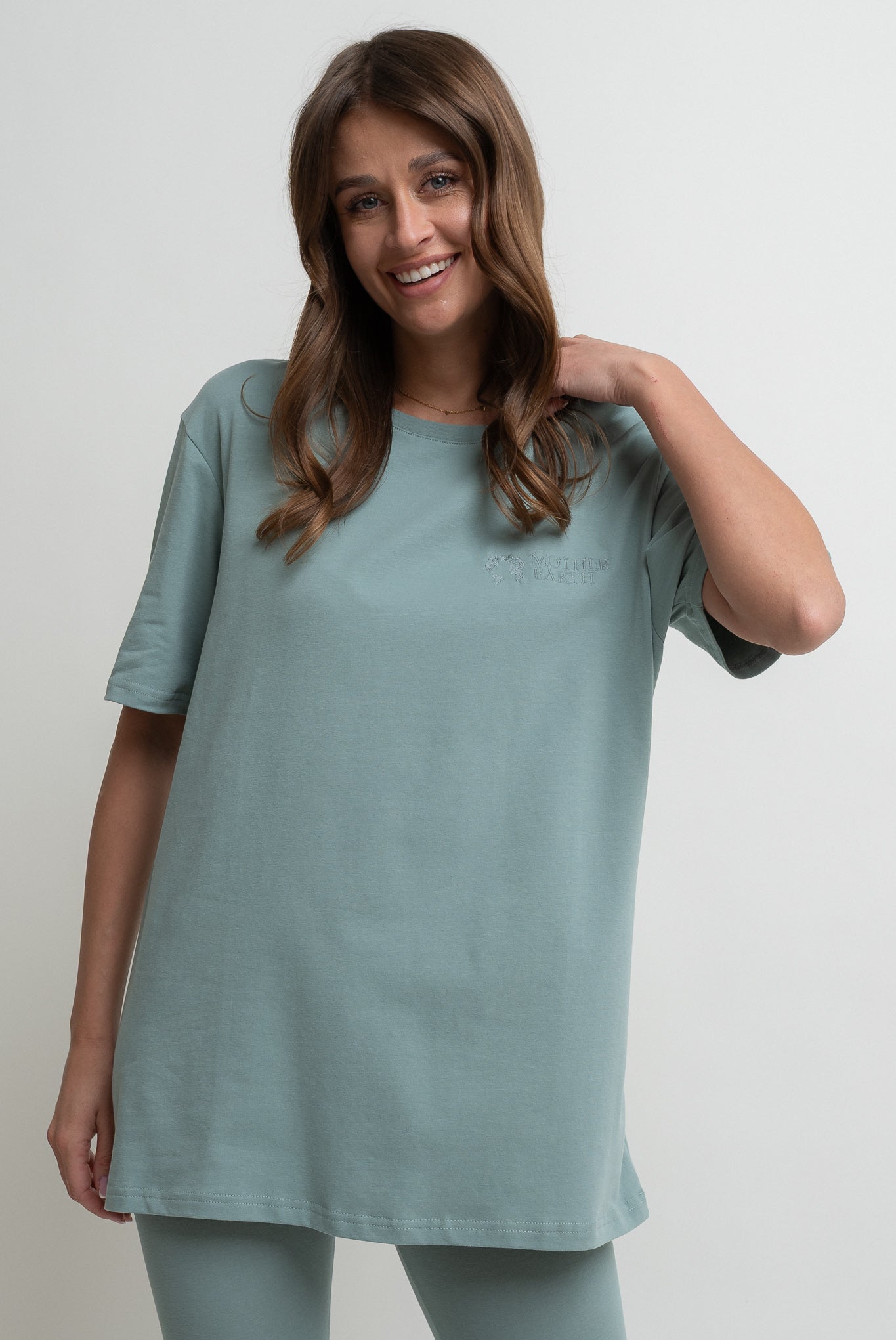 T-SHIRT OVERSIZE TURKUSOWY- HURON