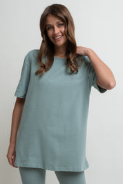 T-SHIRT OVERSIZE TURKUSOWY- HURON