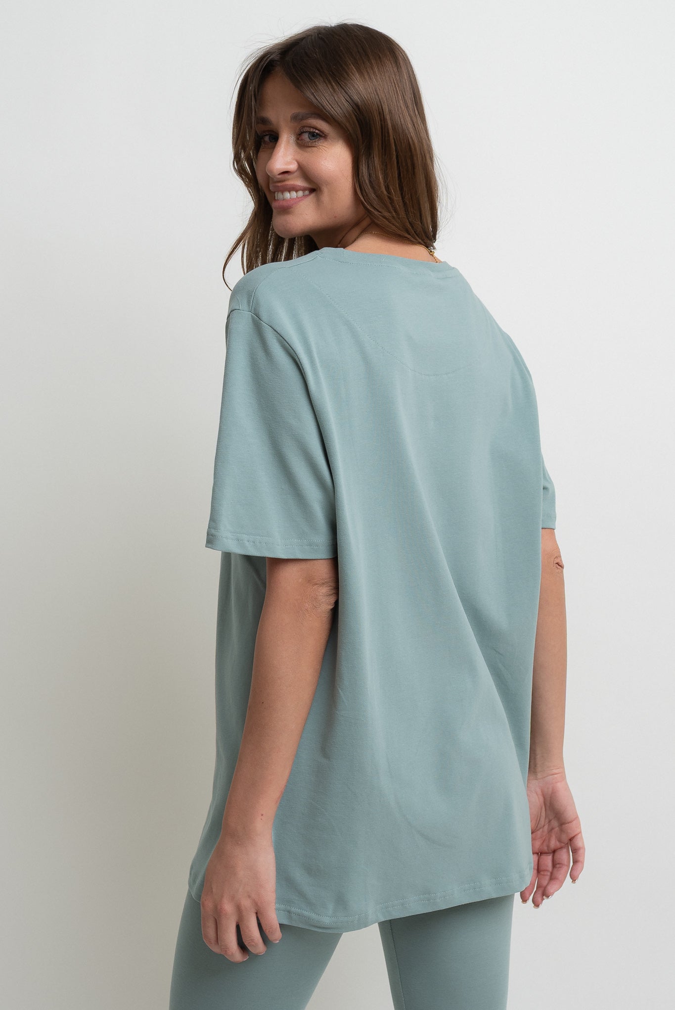 T-SHIRT OVERSIZE TURKUSOWY- HURON