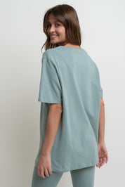 T-SHIRT OVERSIZE TURKUSOWY- HURON