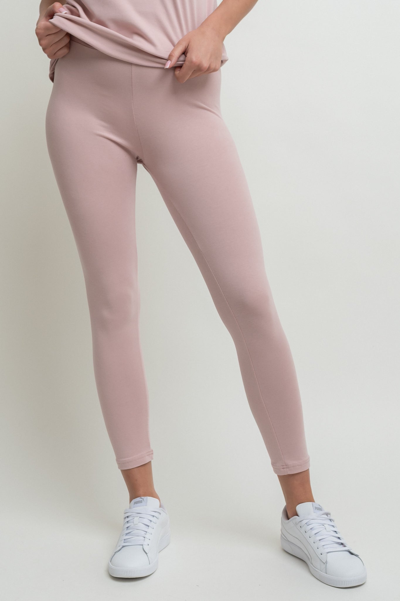 LIGHT PINK COTTON LEGGINGS - LUIZIANA