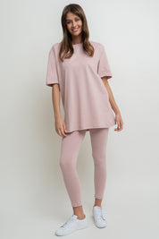 LIGHT PINK COTTON LEGGINGS - LUIZIANA