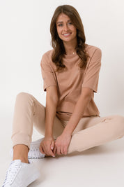 WOMEN'S ROUND NECK BROWN T-SHIRT - DOMINICAN REPUBLIC