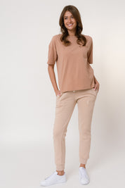 WOMEN'S ROUND NECK BROWN T-SHIRT - DOMINICAN REPUBLIC