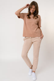 WOMEN'S ROUND NECK BROWN T-SHIRT - DOMINICAN REPUBLIC