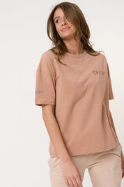 WOMEN'S ROUND NECK BROWN T-SHIRT - DOMINICAN REPUBLIC