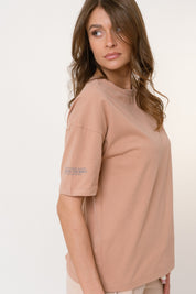 WOMEN'S ROUND NECK BROWN T-SHIRT - DOMINICAN REPUBLIC