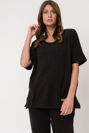 WOMEN'S BLACK T-SHIRT - EGADA