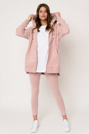 LONG LIGHT PINK HOODED SWEATSHIRT - ESMERALDA