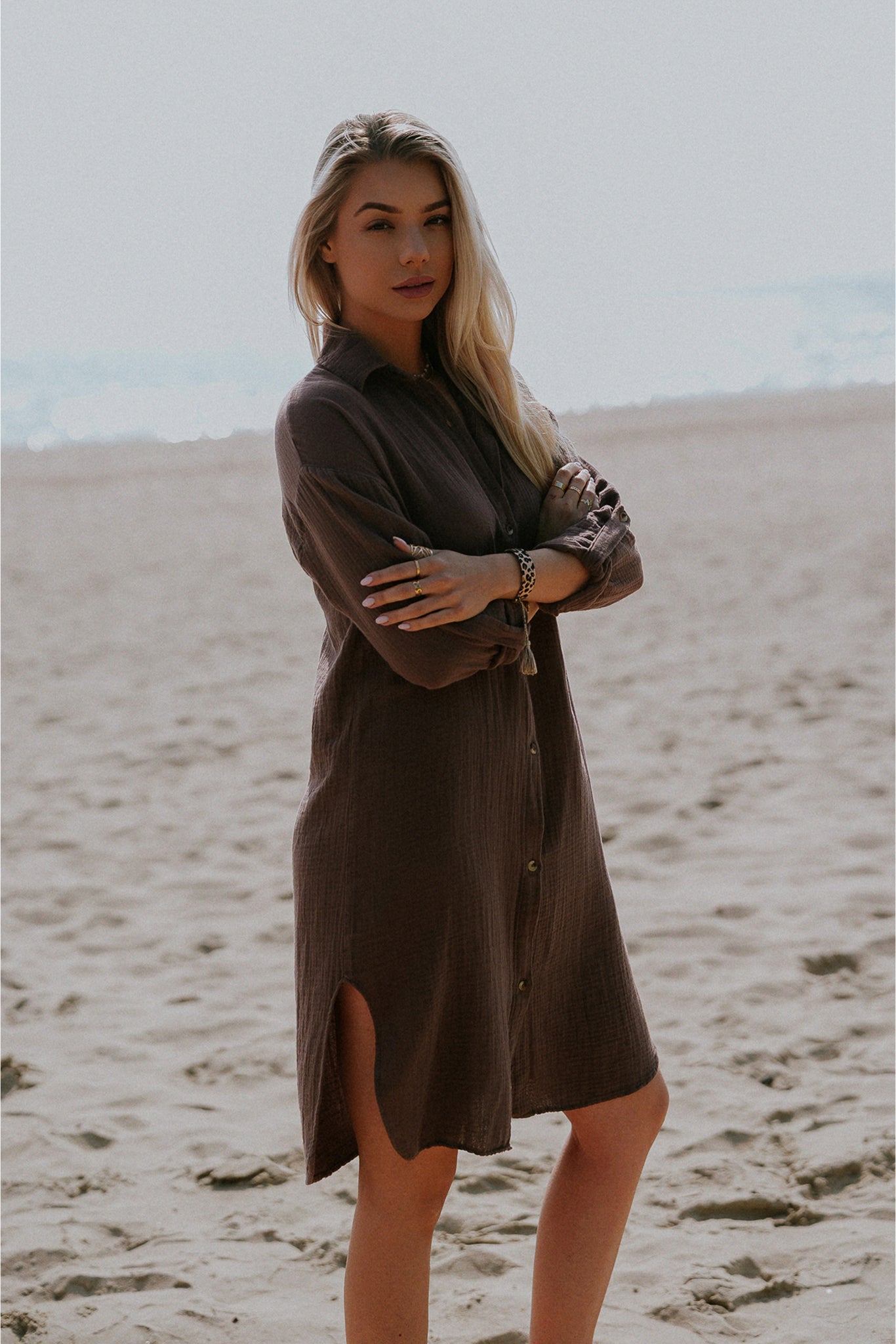 BROWN MUSLIN DRESS