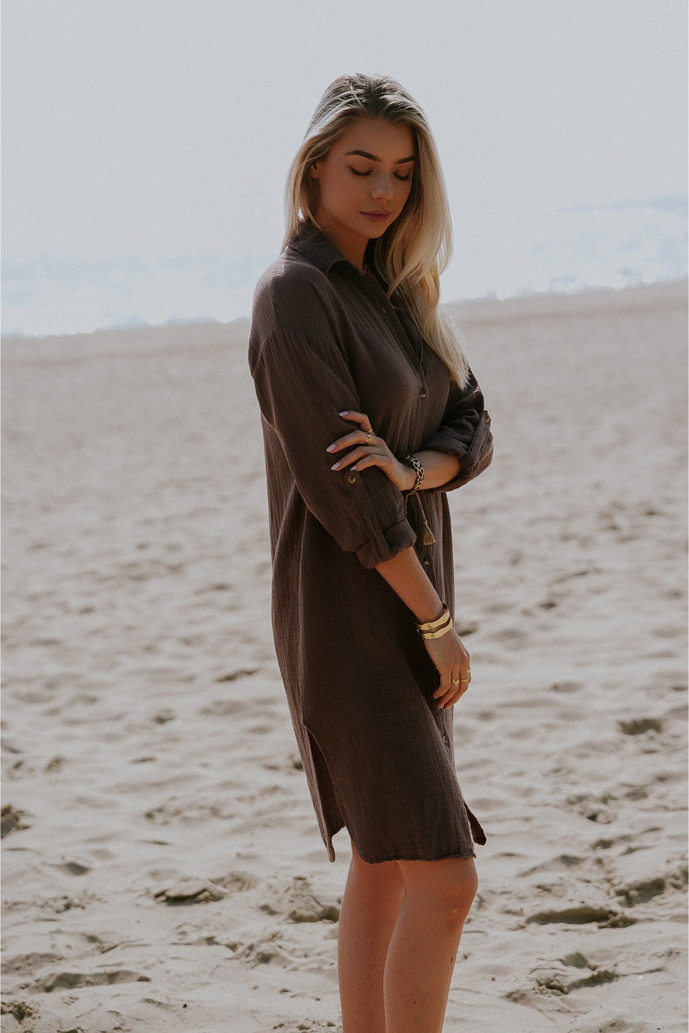 BROWN MUSLIN DRESS - NIOBE
