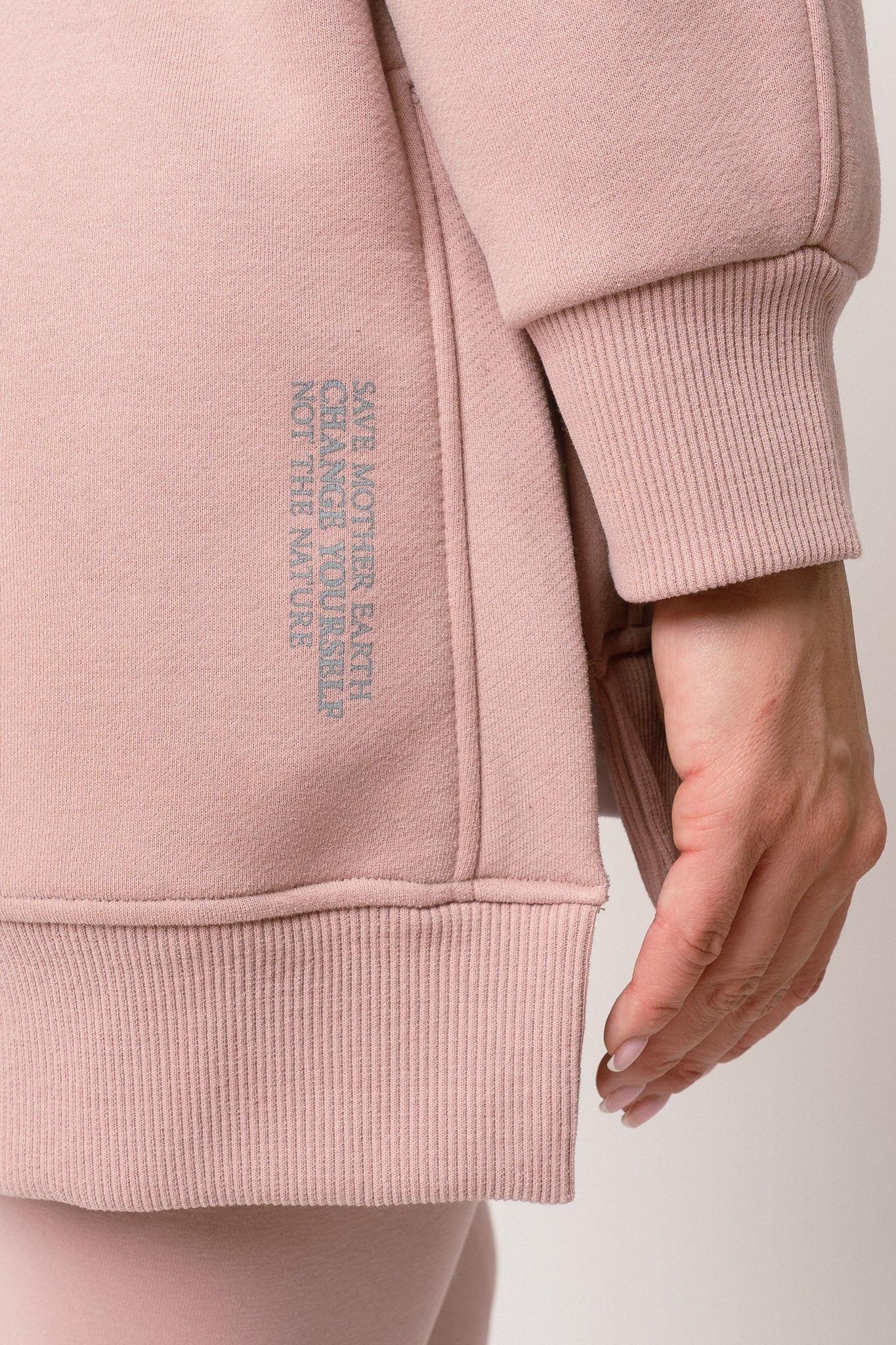 LONG LIGHT PINK HOODED SWEATSHIRT - ESMERALDA