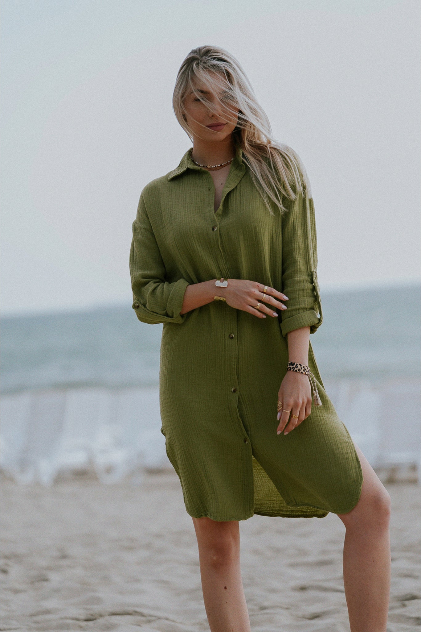 GREEN MUSLIN DRESS - NIOBE