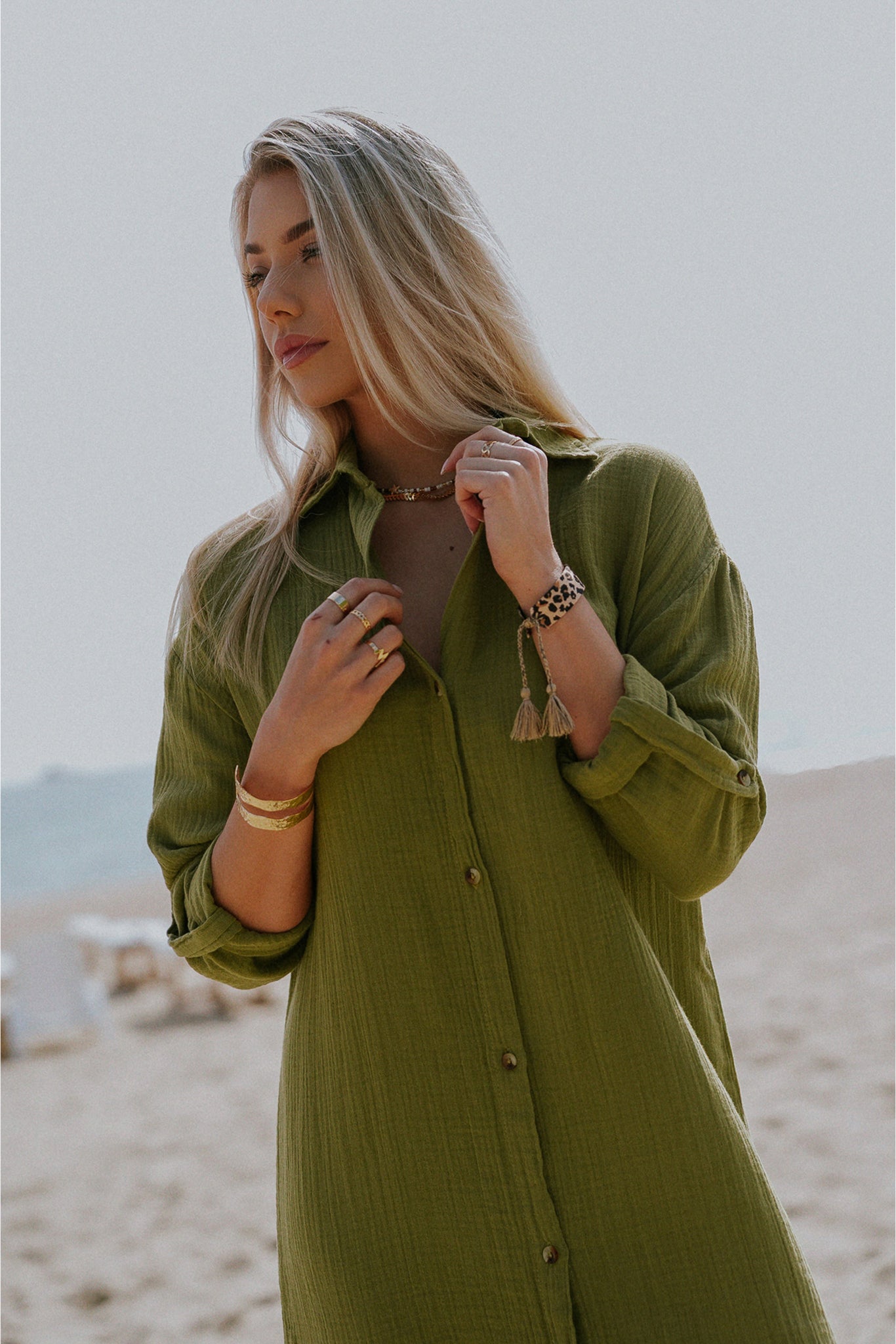 GREEN MUSLIN DRESS - NIOBE