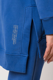 LONG ZIPPERED HOODIE, CORNFLOWER BLUE - ESMERALDA