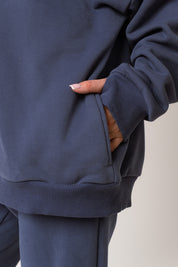 BLUZA Z KAPTUREM ROZPINANA GRANATOWA - NIKO