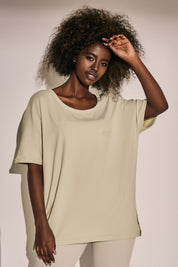 OVERSIZED T-SHIRT WITH SIDE SLIT LIME - BERKNER