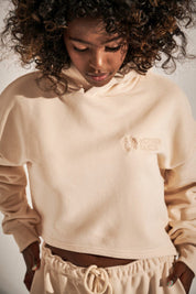 LOOSE SHORT FIT HOODED SWEATSHIRT LIGHT BEIGE - DELOS
