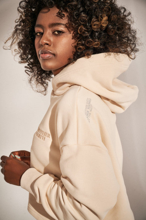 LOOSE SHORT FIT HOODED SWEATSHIRT LIGHT BEIGE - DELOS