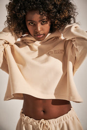 LOOSE SHORT FIT HOODED SWEATSHIRT LIGHT BEIGE - DELOS