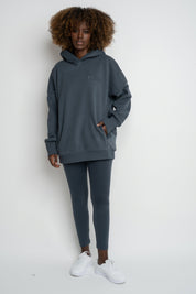 BLUZA OVERSIZE Z KAPTUREM GRAFITOWA- EGERIA