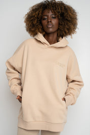 BLUZA OVERSIZE Z KAPTUREM BEŻOWA - EGERIA