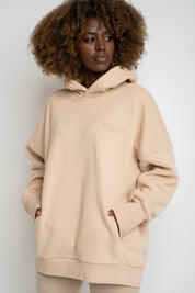 BLUZA OVERSIZE Z KAPTUREM BEŻOWA - EGERIA