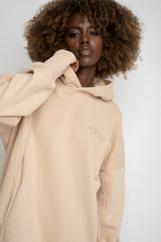 BLUZA OVERSIZE Z KAPTUREM BEŻOWA - EGERIA