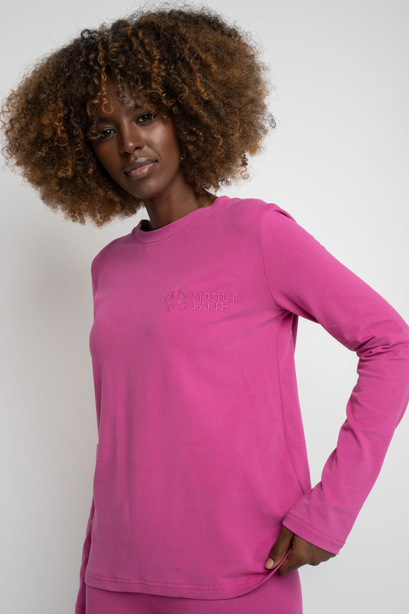 PINK COTTON LONG-SLEEVE BLOUSE - KANDY