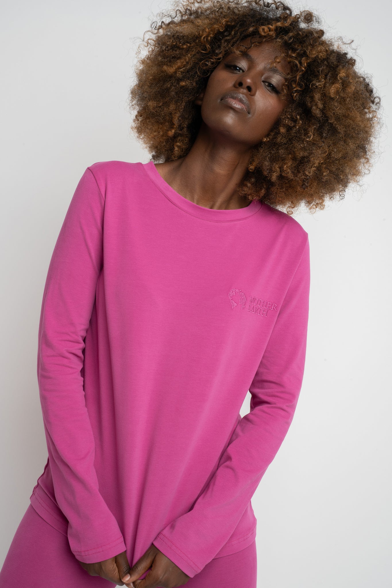 PINK COTTON LONG-SLEEVE BLOUSE - KANDY