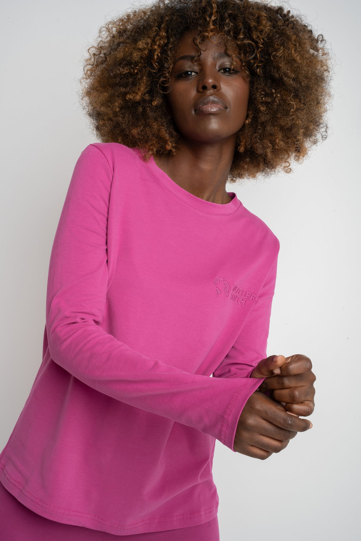 PINK COTTON LONG-SLEEVE BLOUSE - KANDY