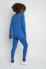 COTTON LONG-SLEEVE BLOUSE, CORNFLOWER BLUE - KANDY