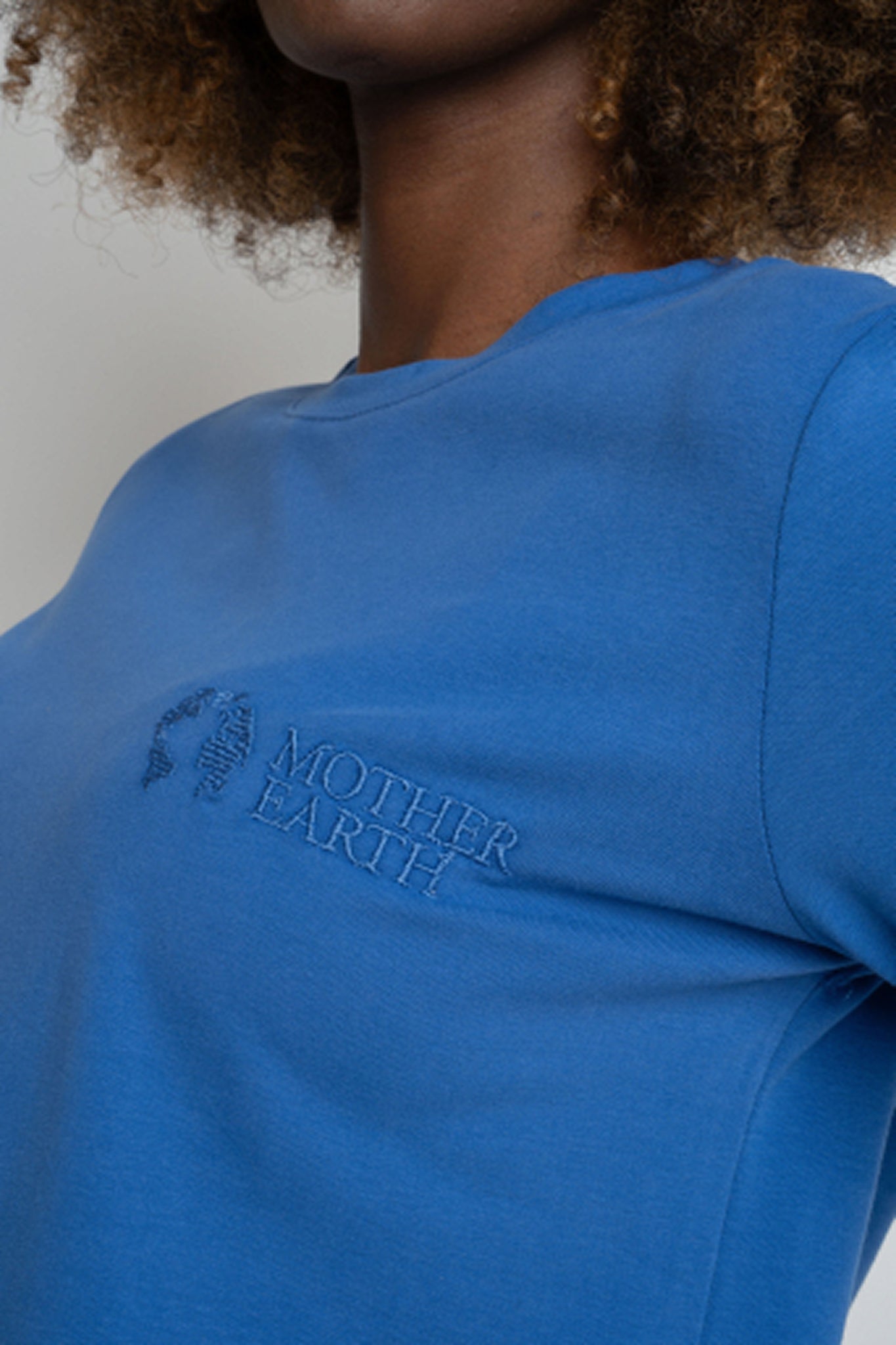 COTTON LONG-SLEEVE BLOUSE, CORNFLOWER BLUE - KANDY