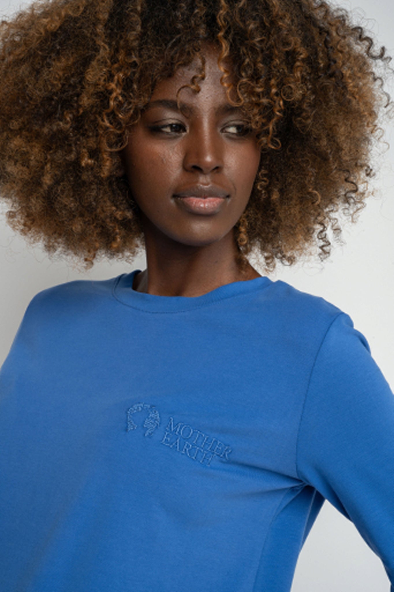 COTTON LONG-SLEEVE BLOUSE, CORNFLOWER BLUE - KANDY