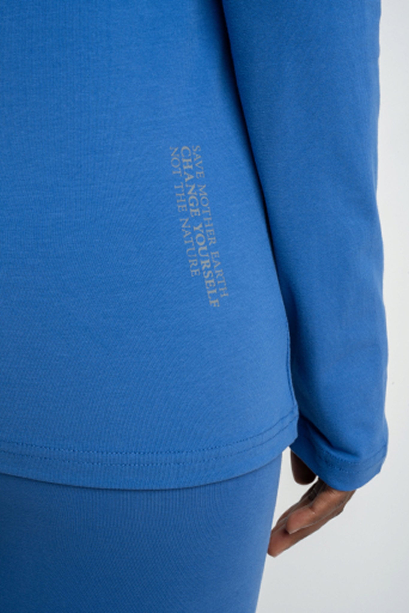 COTTON LONG-SLEEVE BLOUSE, CORNFLOWER BLUE - KANDY