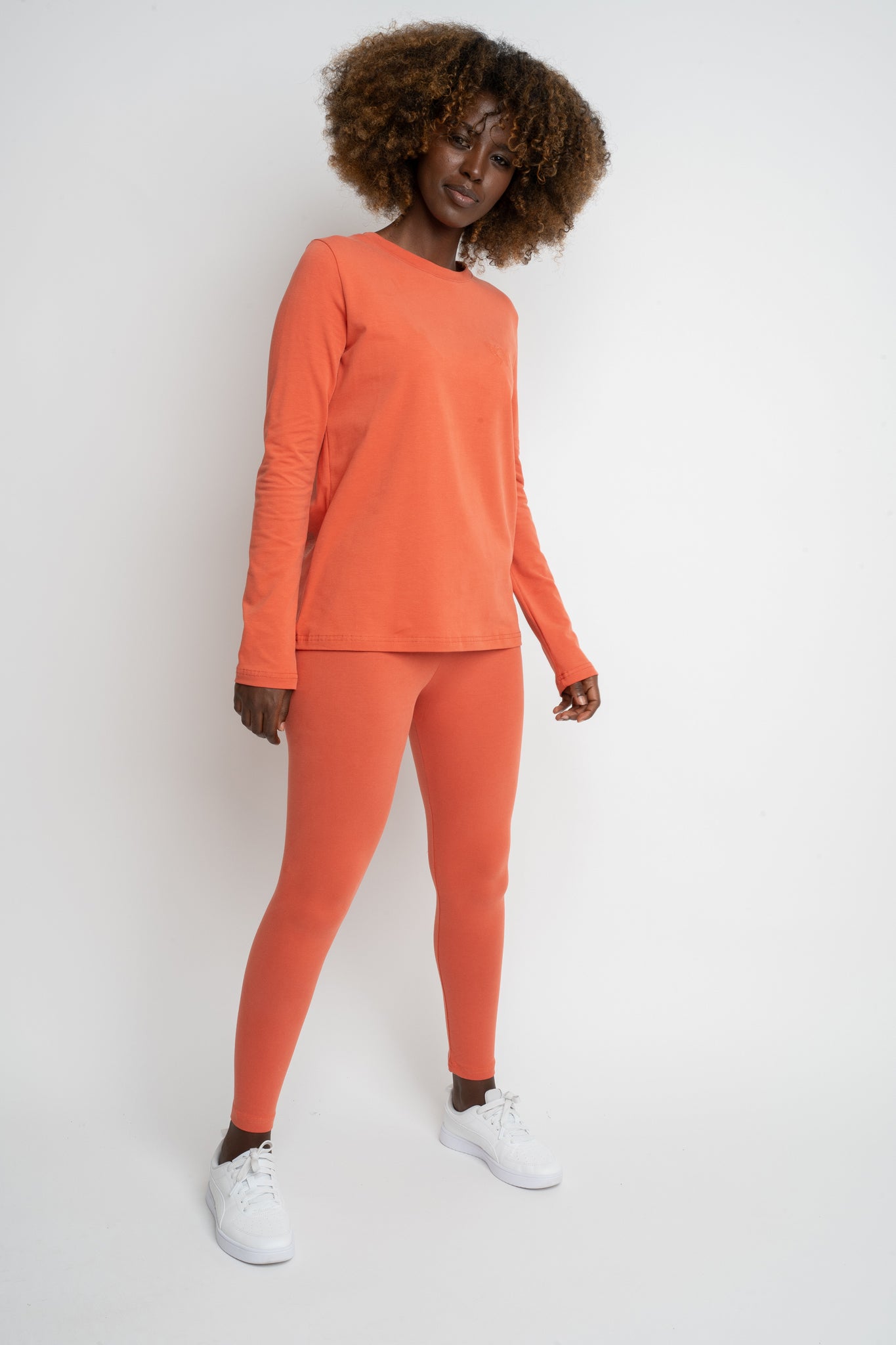 ORANGE COTTON LONG-SLEEVE BLOUSE - KANDY