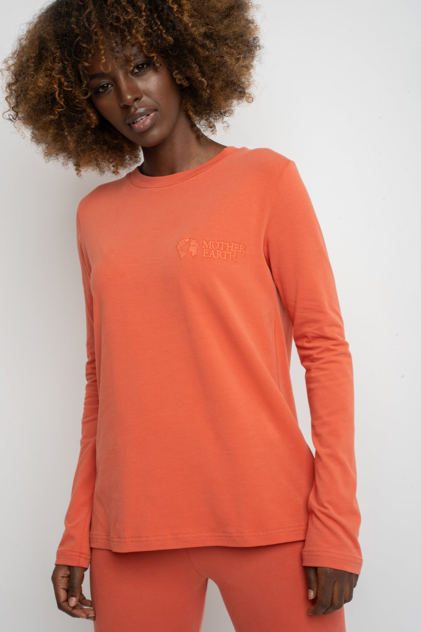 ORANGE COTTON LONG-SLEEVE BLOUSE - KANDY