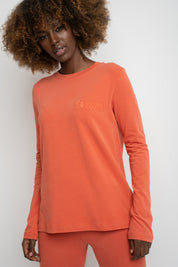 ORANGE COTTON LONG-SLEEVE BLOUSE - KANDY