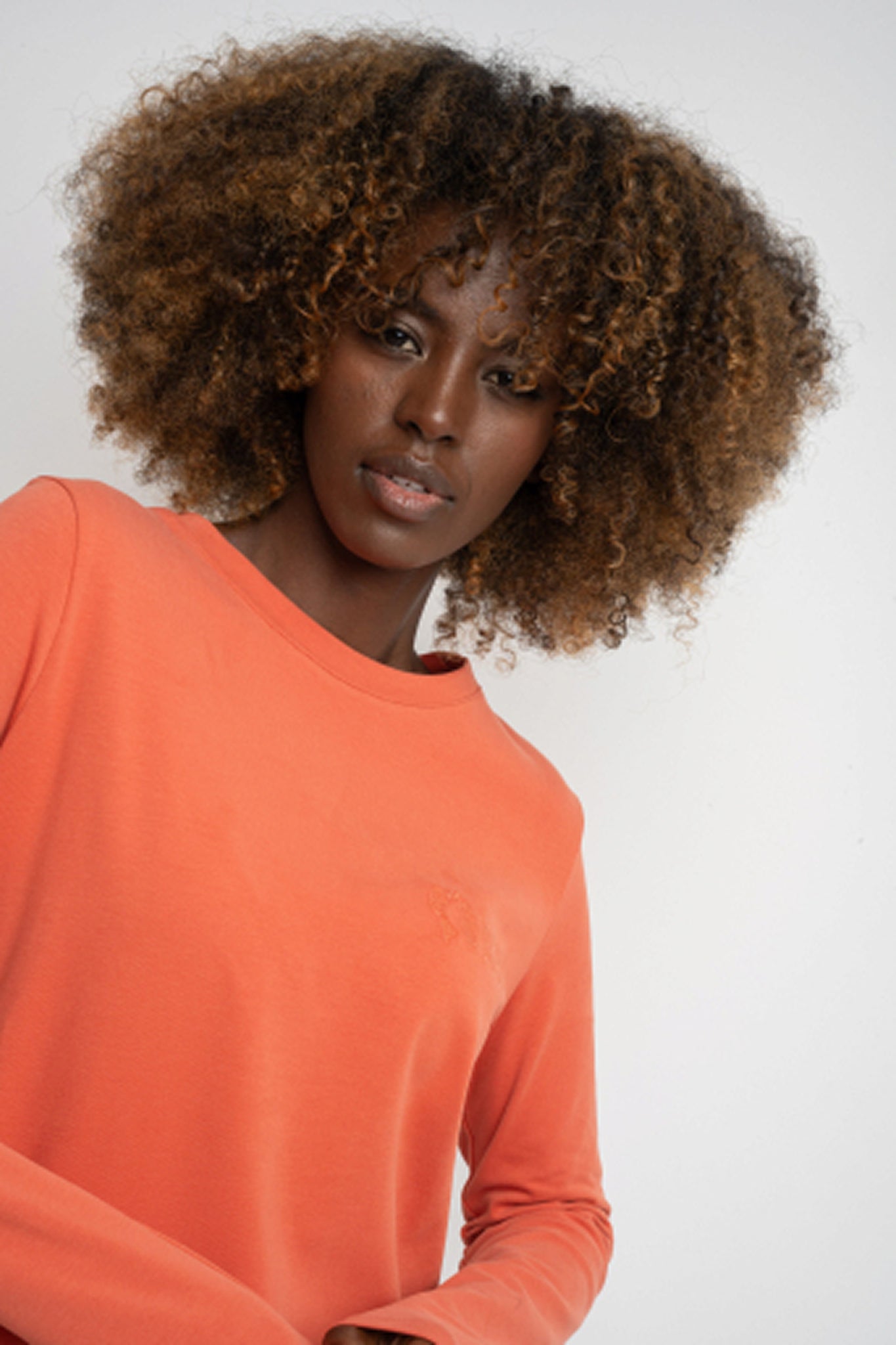 ORANGE COTTON LONG-SLEEVE BLOUSE - KANDY