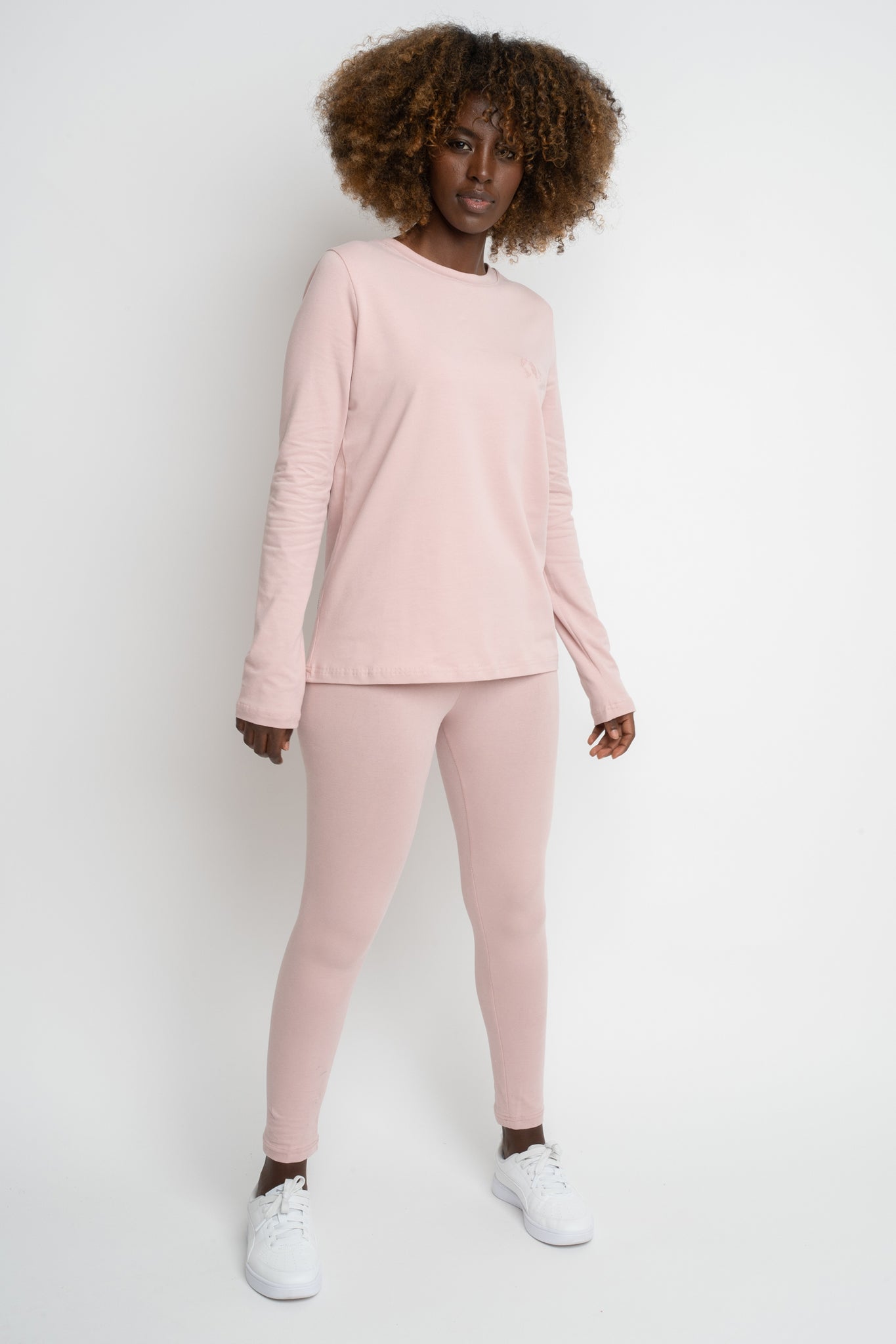 COTTON LONG-SLEEVE BLOUSE LIGHT PINK - KANDY