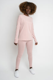 COTTON LONG-SLEEVE BLOUSE LIGHT PINK - KANDY