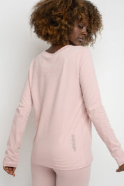 COTTON LONG-SLEEVE BLOUSE LIGHT PINK - KANDY