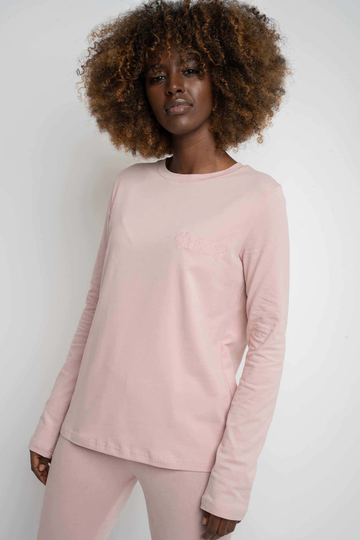 COTTON LONG-SLEEVE BLOUSE LIGHT PINK - KANDY