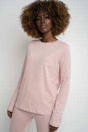 COTTON LONG-SLEEVE BLOUSE LIGHT PINK - KANDY