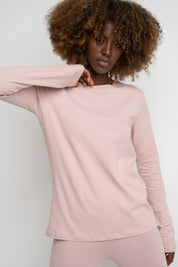 COTTON LONG-SLEEVE BLOUSE LIGHT PINK - KANDY