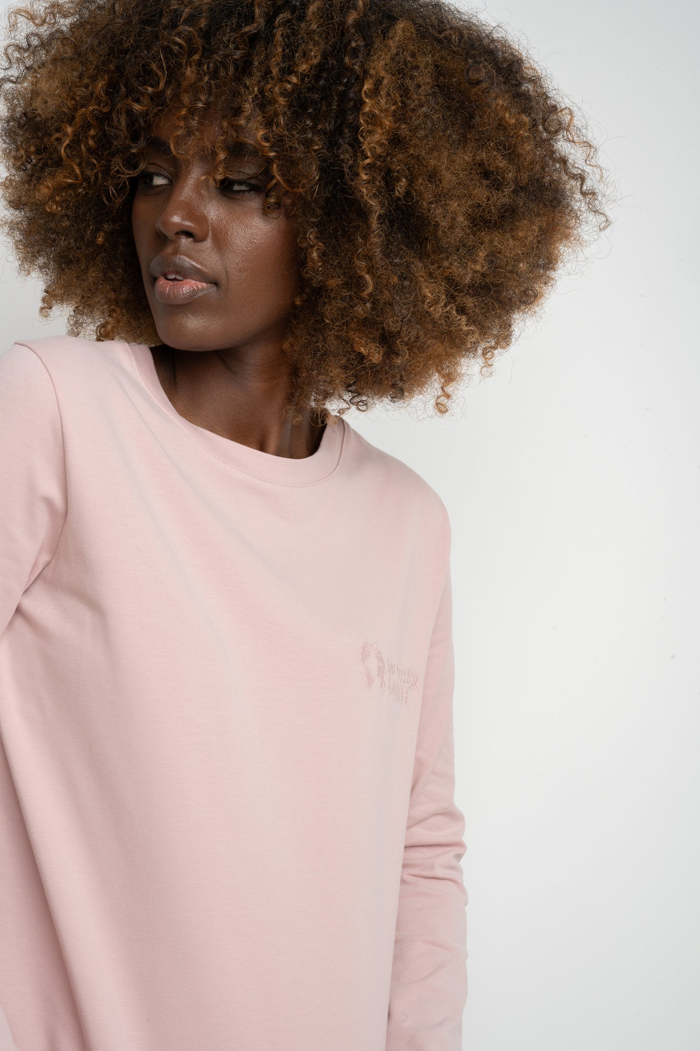 COTTON LONG-SLEEVE BLOUSE LIGHT PINK - KANDY
