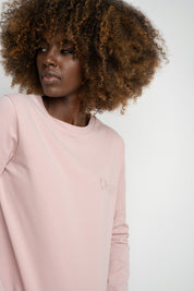 COTTON LONG-SLEEVE BLOUSE LIGHT PINK - KANDY
