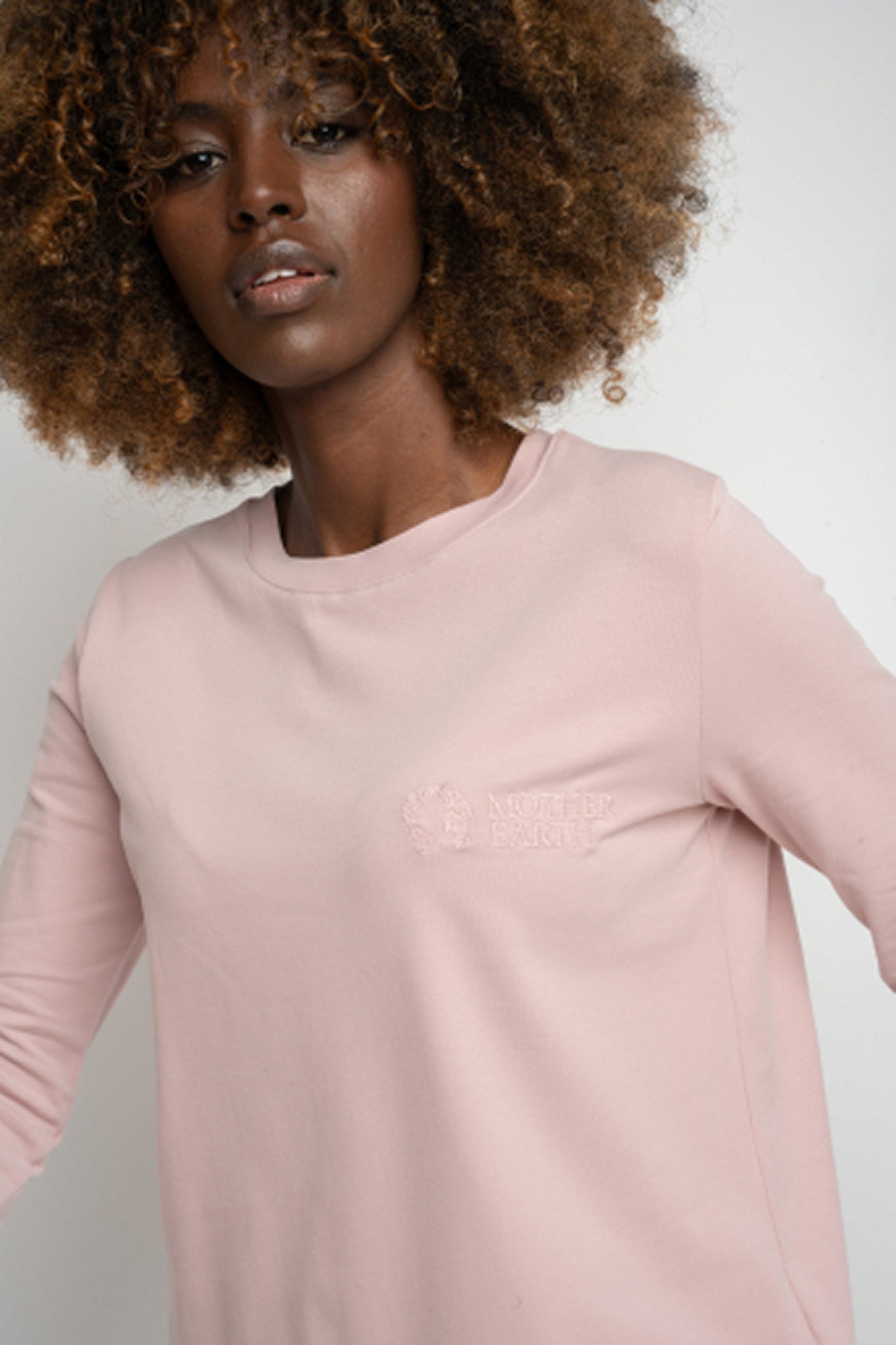 COTTON LONG-SLEEVE BLOUSE LIGHT PINK - KANDY