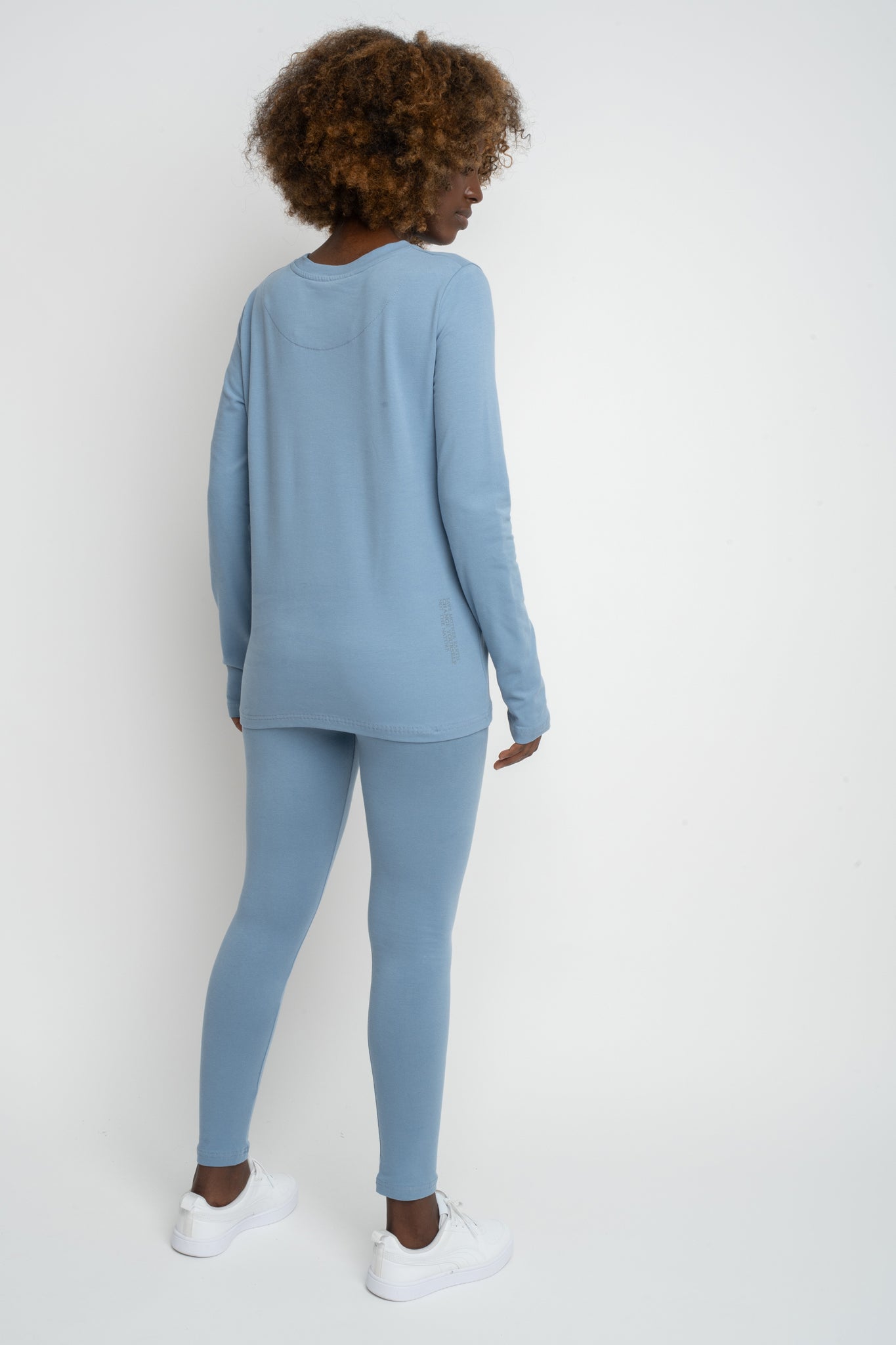 COTTON LONG-SLEEVE BLOUSE, DARK BLUE - KANDY