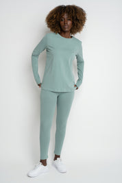 COTTON LONG-SLEEVE TURQUOISE BLOUSE - KANDY
